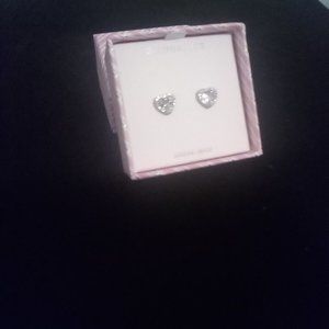Heart Shaped Diamonique Studs in Sterling Silver